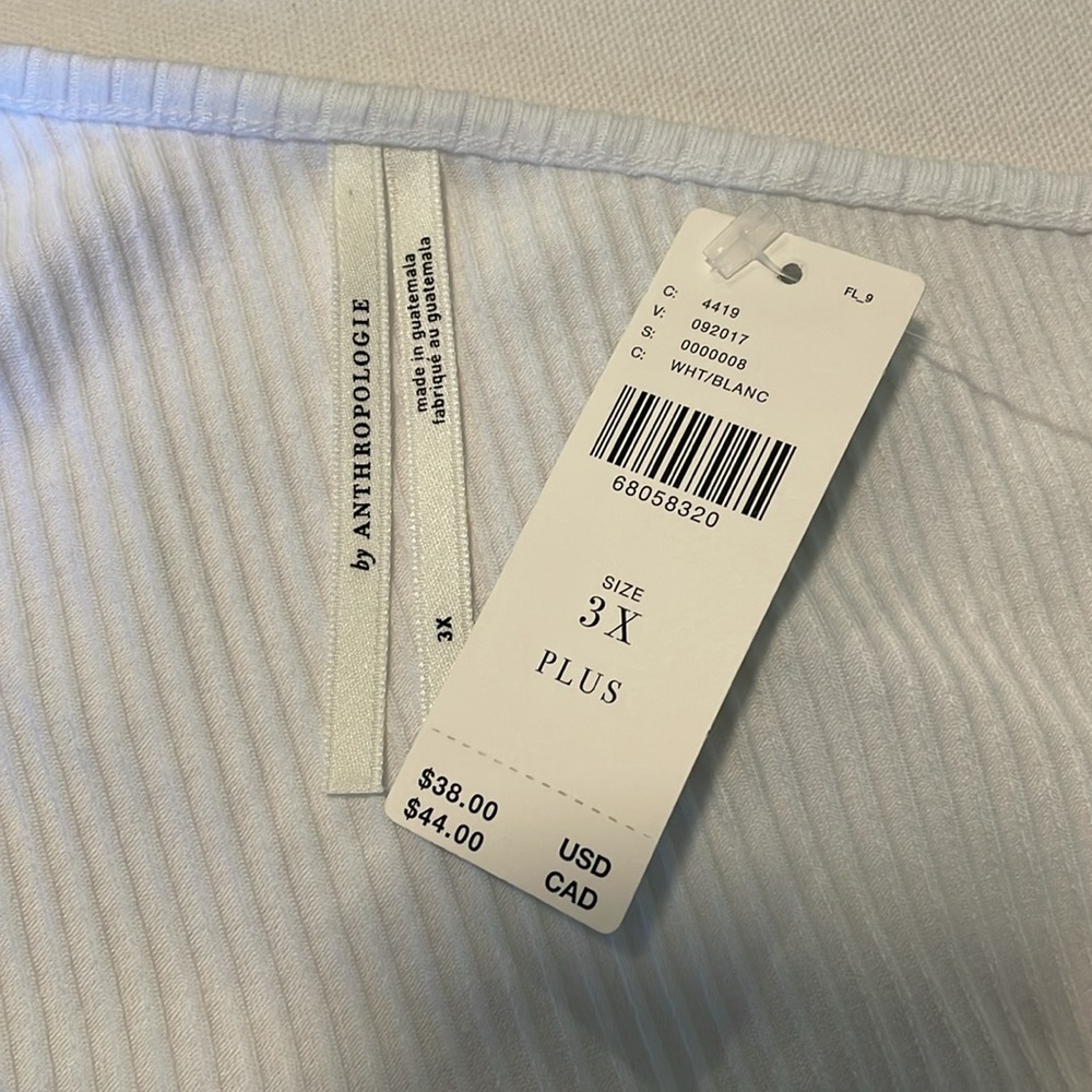 NWT Anthropologie The Zeda Ribbed One-Shoulder Tank Top Women’s 3X Plus White - Picture 6 of 8